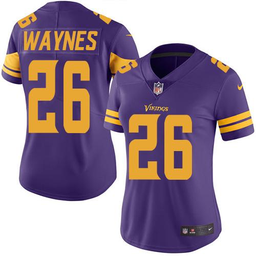 Nike Vikings #26 Trae Waynes Purple Women's Stitched NFL Limited Rush Jersey - Click Image to Close